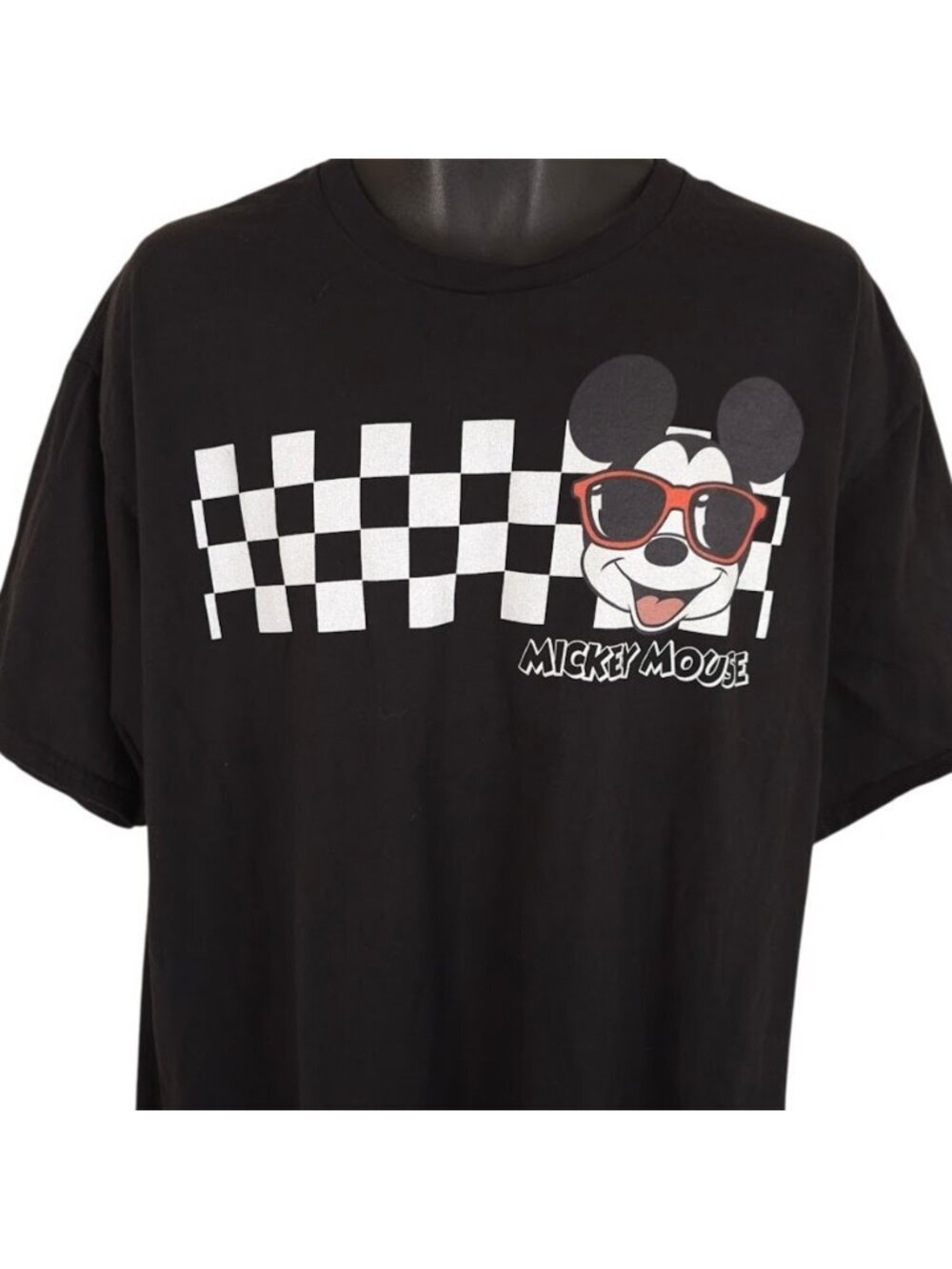Mickey Mouse T Shirt Mens Size 4XL Black Walt Disney Checkered Checked